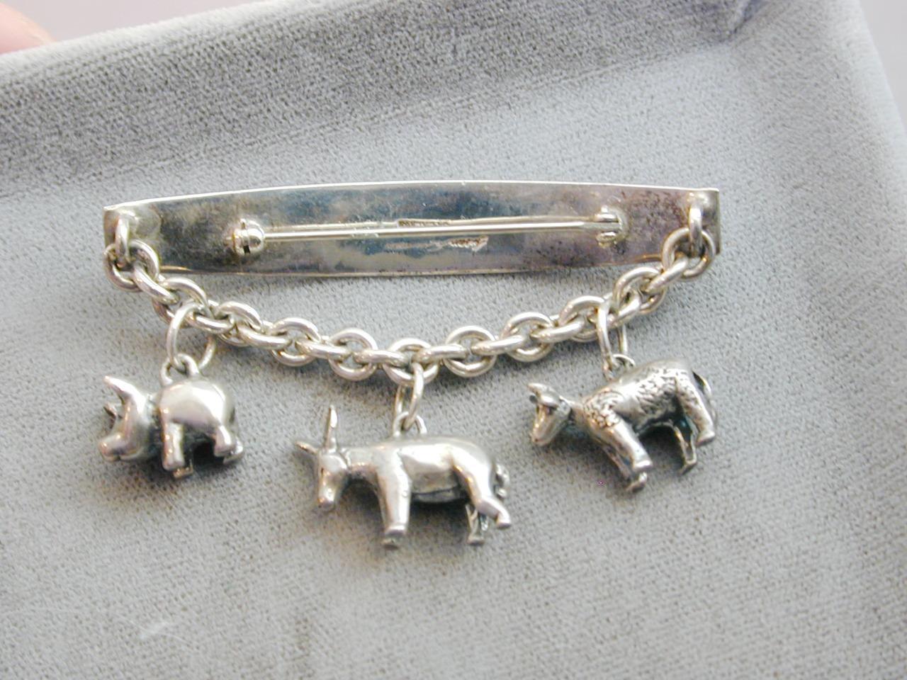 Susan Cummings Sterling Farm Animal Pin Brooch ESTATE Piece