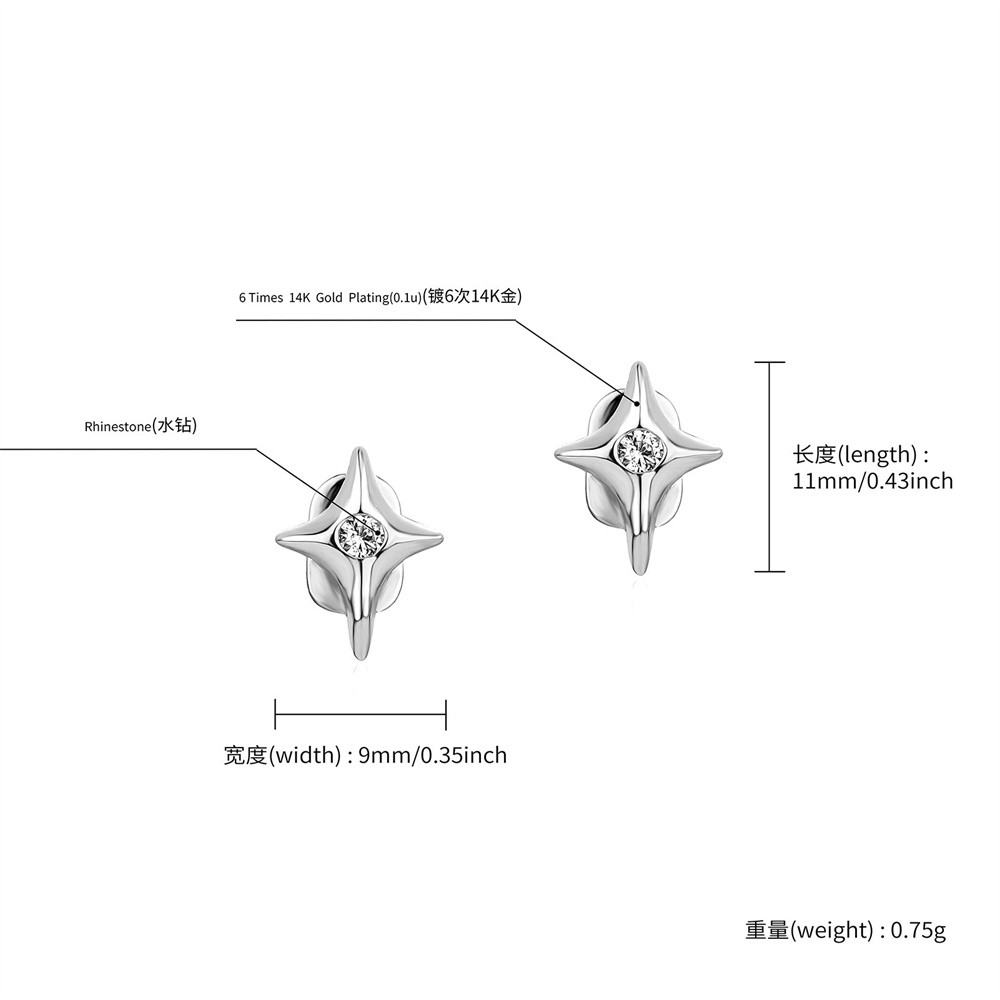 1PC High Quality Copper Asymmetrical Single Star With Diamond Braces Decoration