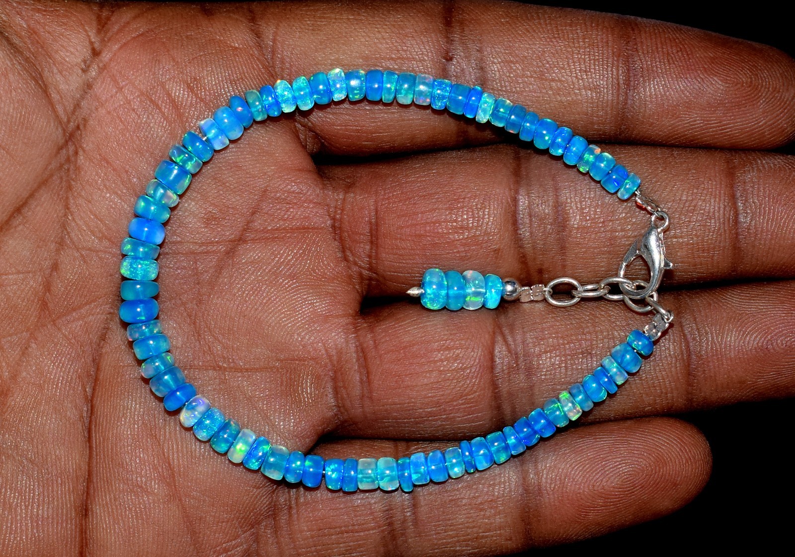 7.5″ Natural Ethiopian Welo Fire Opal Gemstone Beads Bracelet Handmade AF0302