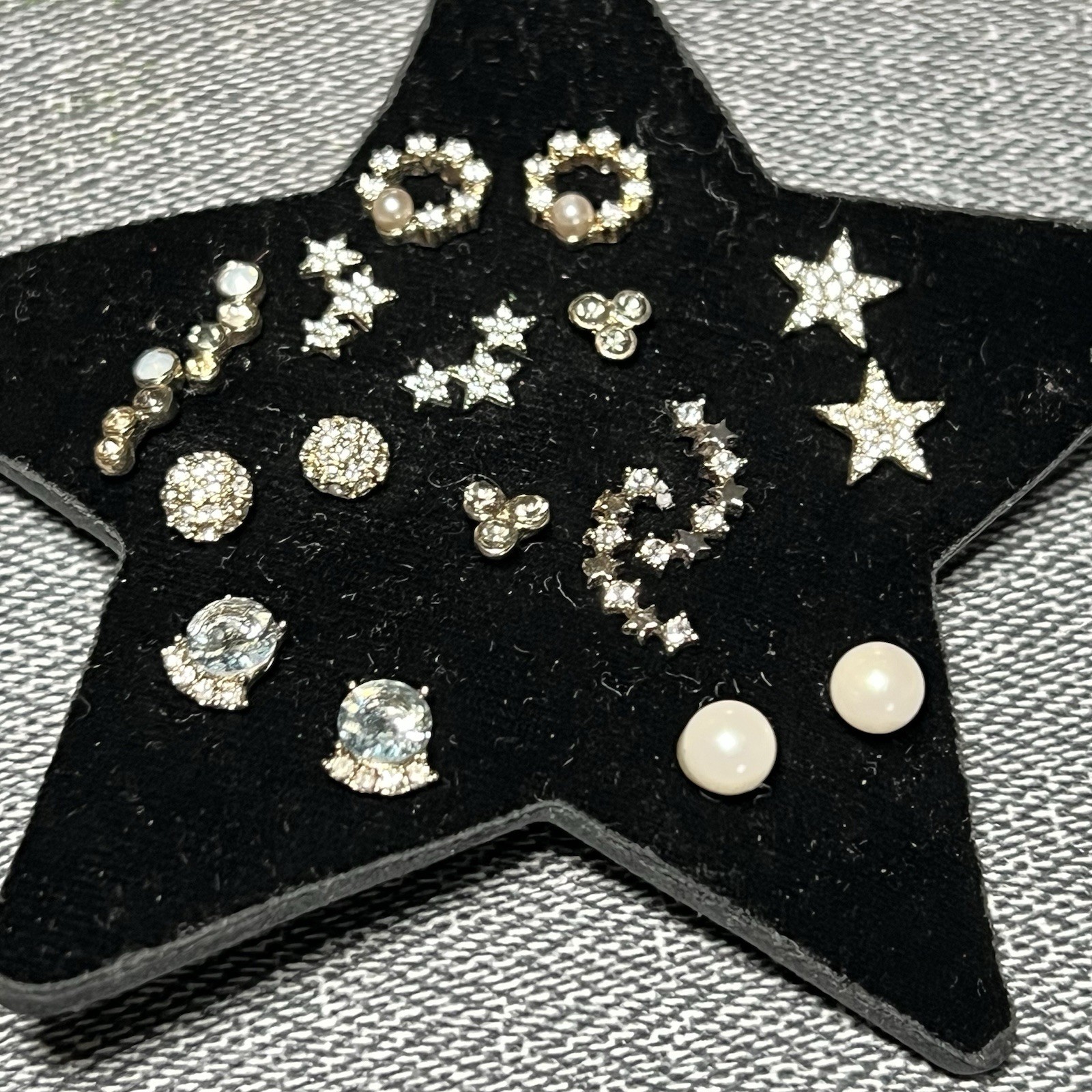 NWT LOFT Ann Taylor Pave Moon Small Assorted Stud Earrings Set Stars Gold Silver