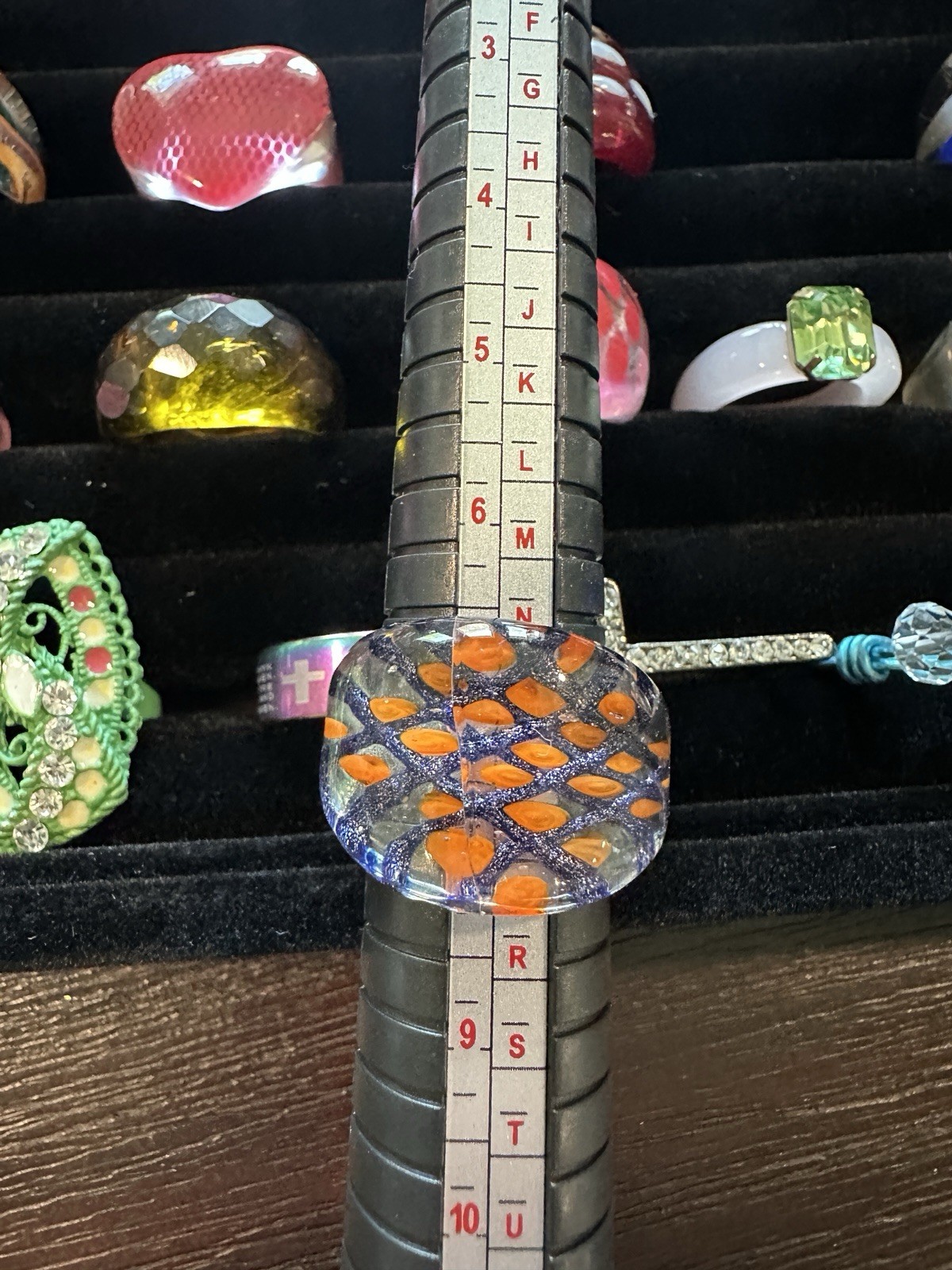 Lot #1: Mixed Sized Rings, 15 Glass style + 5 other types