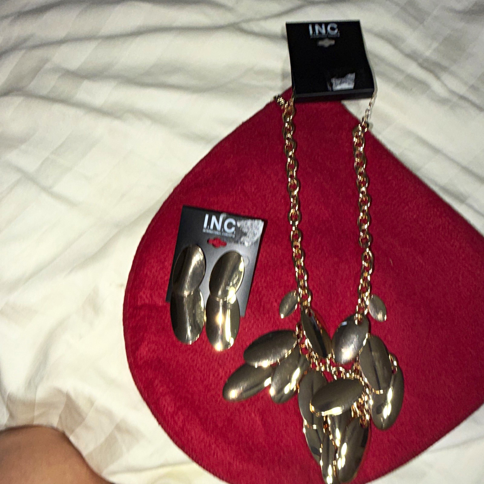 I.N.C. Gold Color Jewelry Set – Necklace and Earrings, No Stone