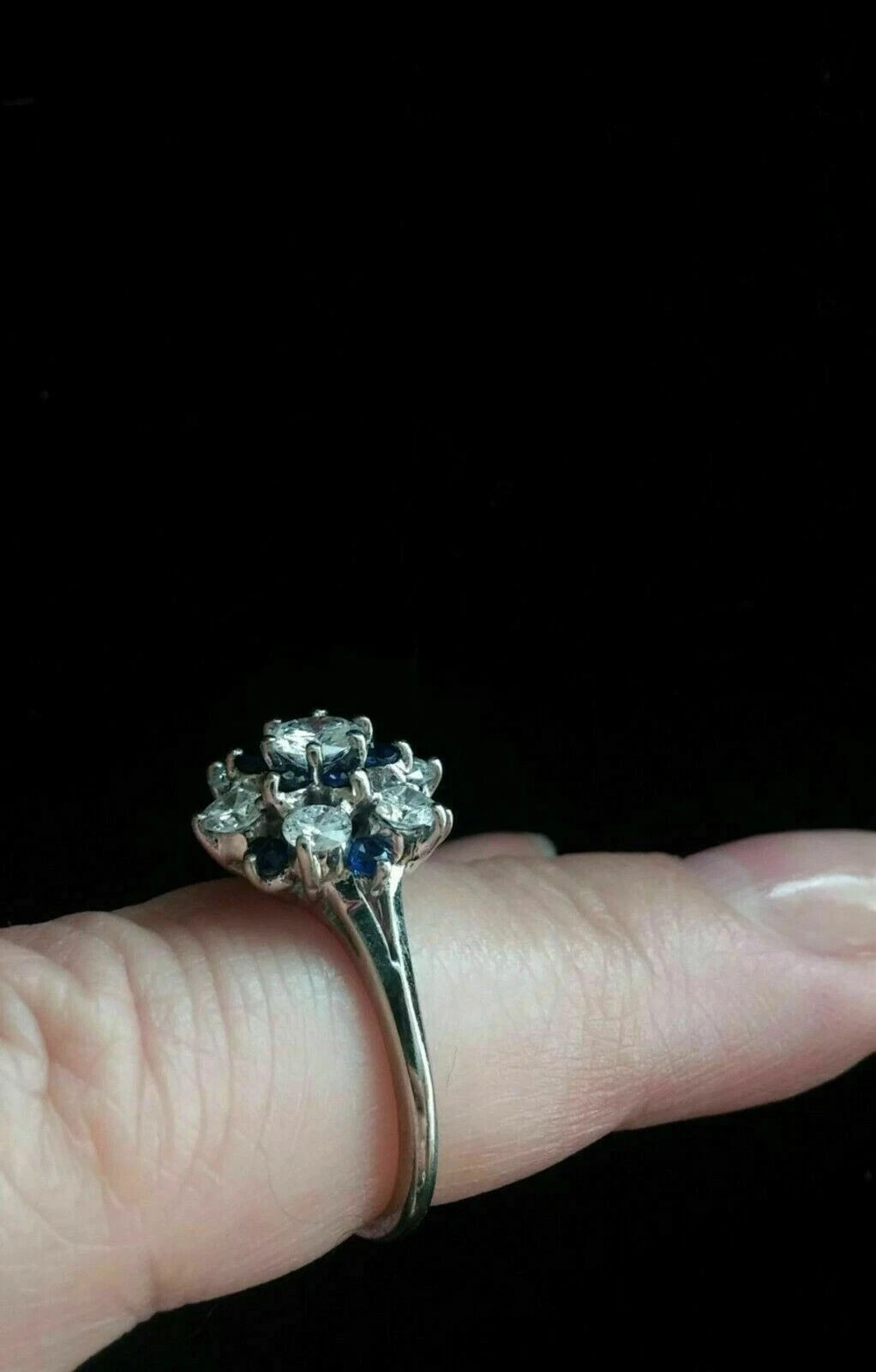 2.50 Ct Round Cut Natural Sapphire Diamond Wedding Ring 14K Solid White Gold 6