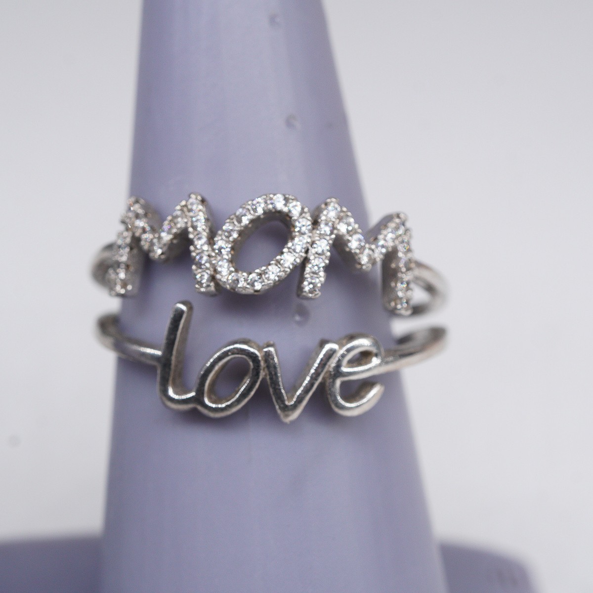 Mother’s Day Eternity Ring Sterling Silver 925 Love CZ Double Band SZ 10 | 3.29g