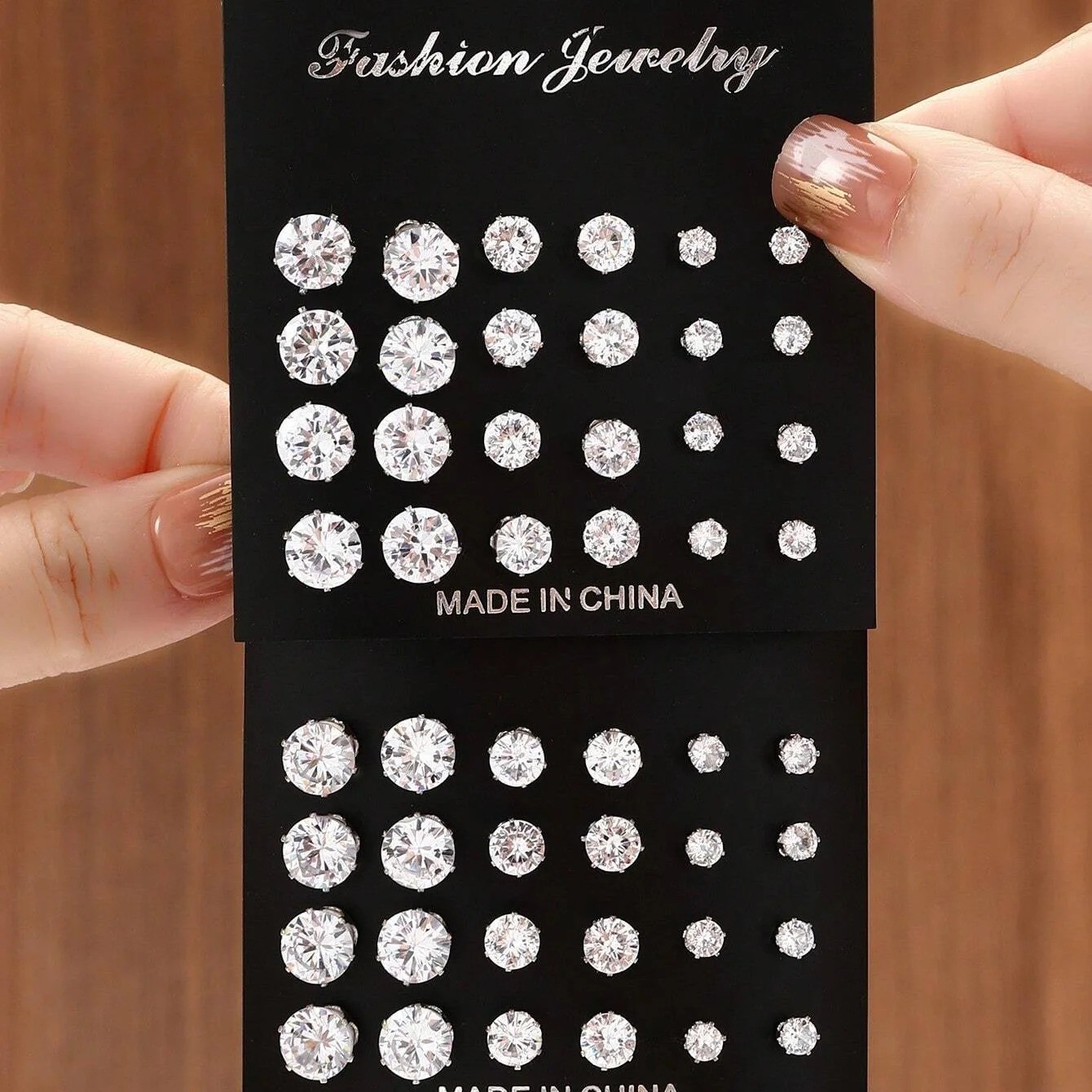 12 Pairs CZ Zirconia Stud Earrings Set Shiny Fashion Jewelry Gift Women