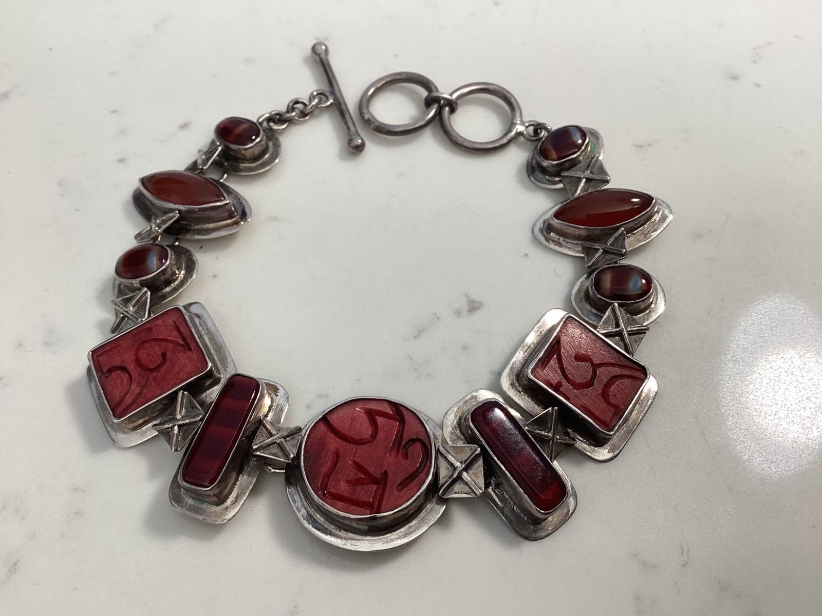 SIGNED JLR JANICE LEE RIPLEY NATIVE AMERICAN INDIAN STERLING SILVER &GENSTONE NR