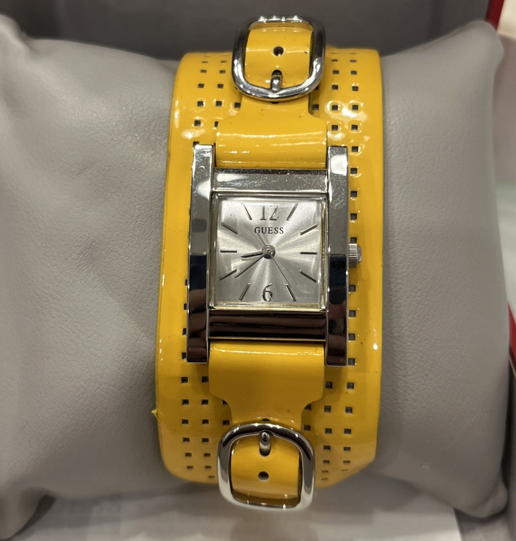 Guess Mustard Yellow Leather Cuff Watch