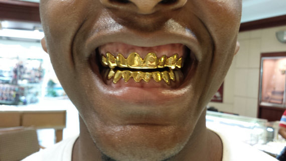 10K 14K Solid Yellow Gold Custom fit Plain REAL Gold Grill Grillz Gold Teeth