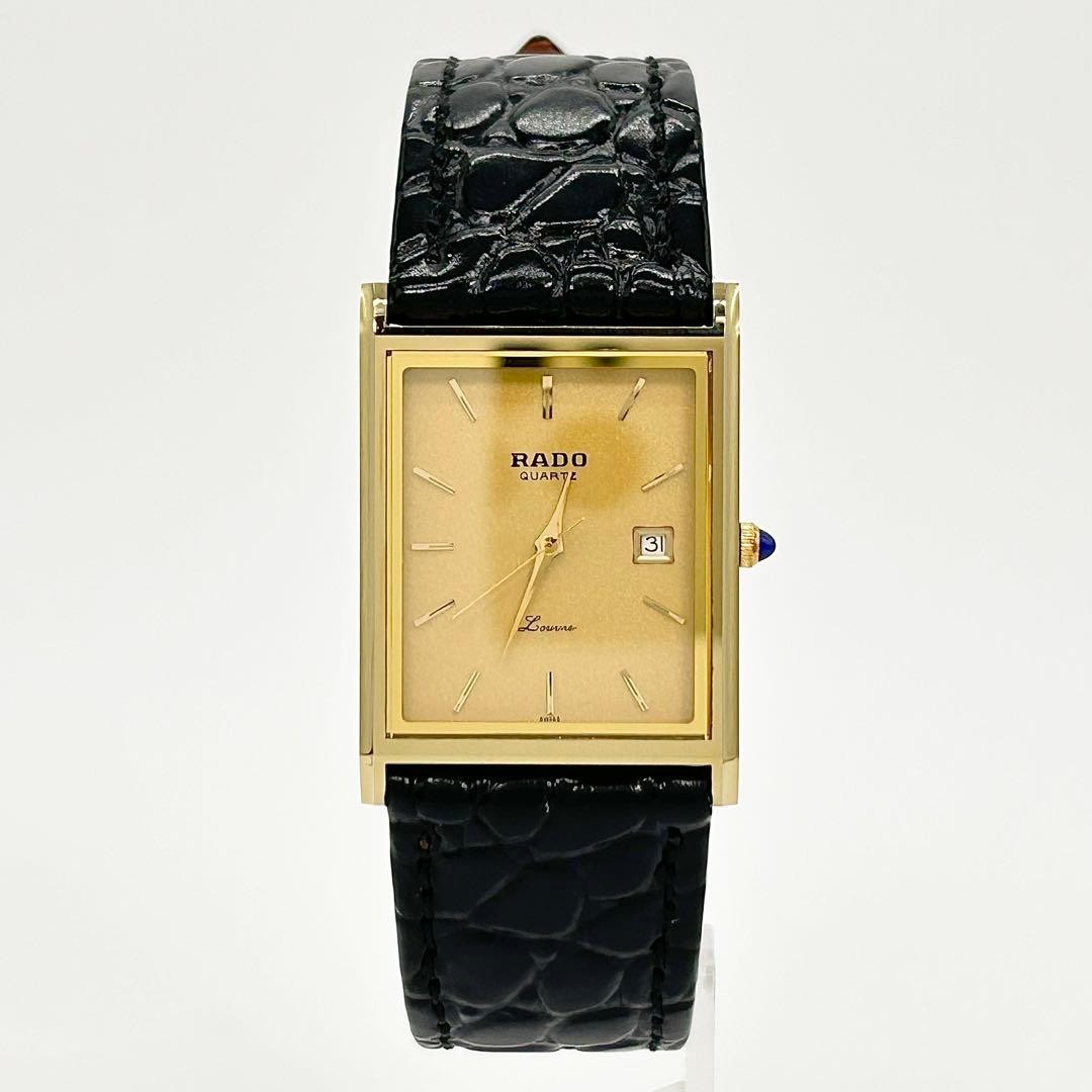 Rado Louvre 111.9528.9 Black Quartz Wristwatch Japan 0714189