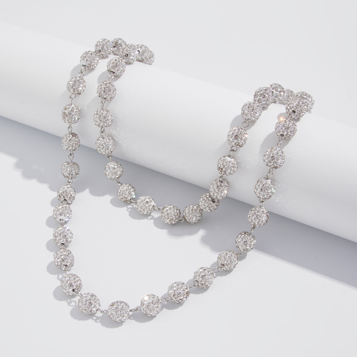 Round Chain Cubic Zirconia Bead Waist Chain Stainless Hip-hop Jeans Accessory