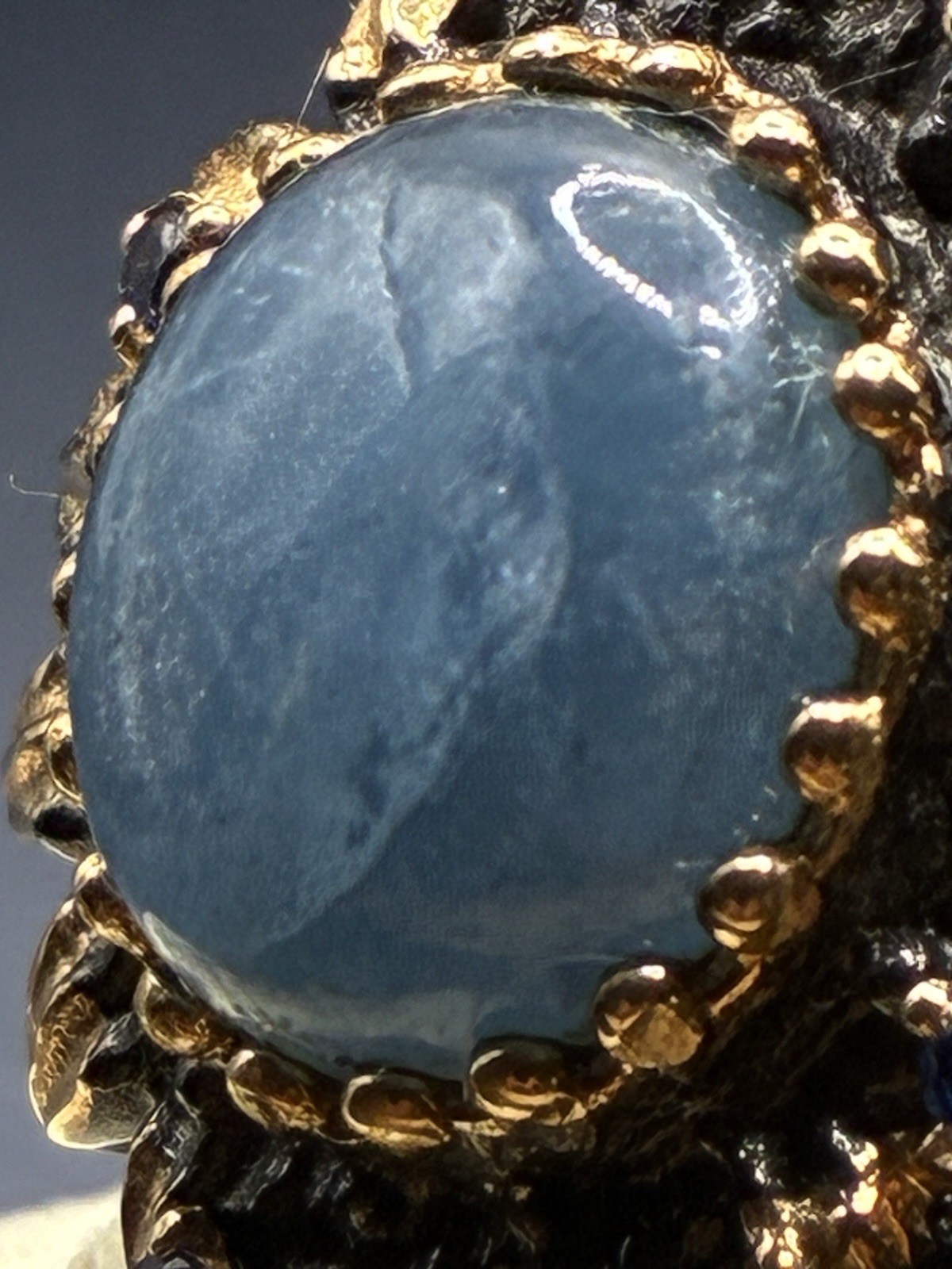 Aquamarine in Black Rhodium & 18K Gold over Sterling Silver Size 8.25 Ring