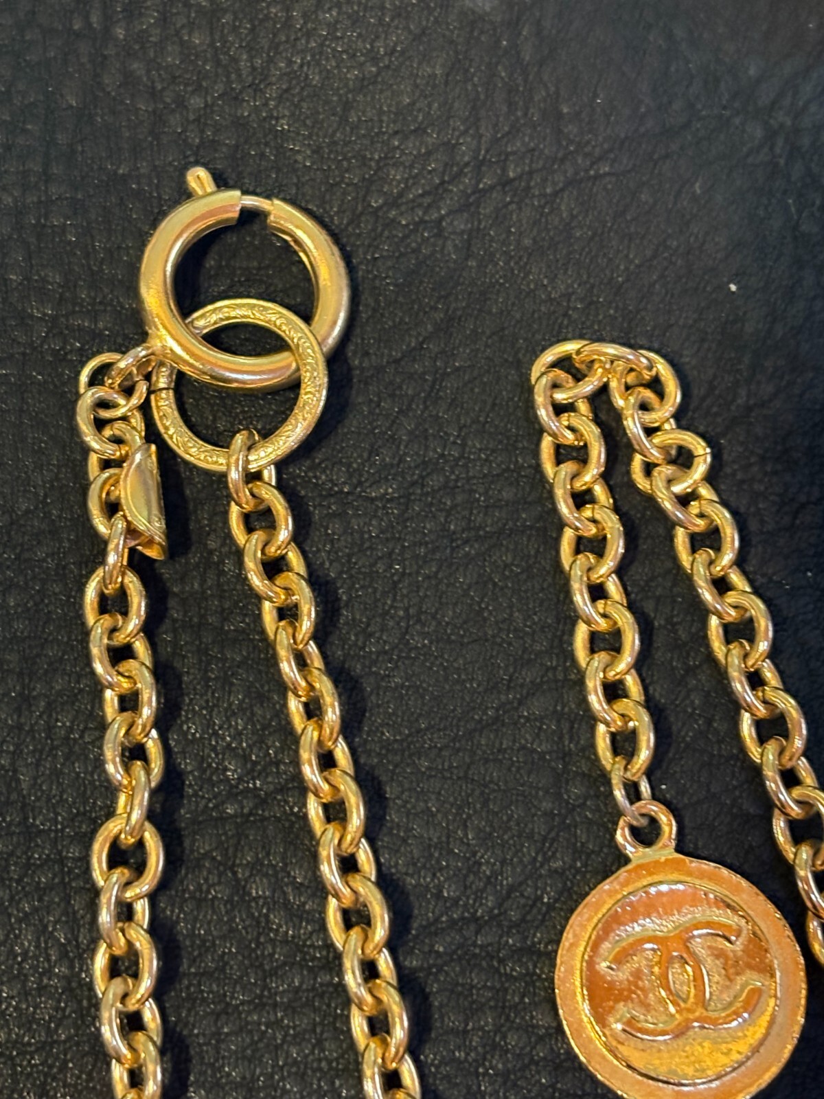 CHANEL Necklace AUTH Coco CC chain Rare Pendant Gold 180cm Choker Medal Coin F/S