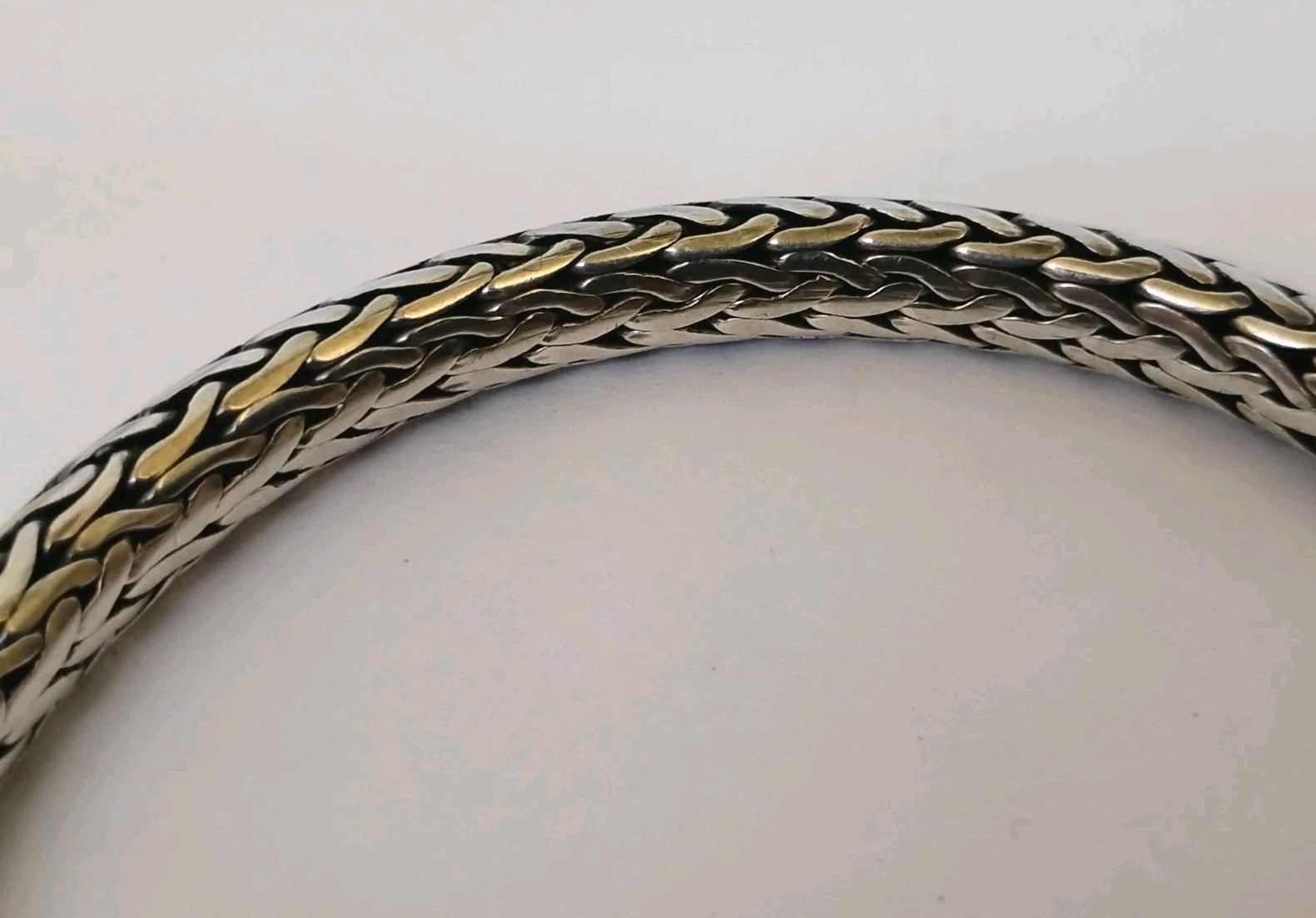 Sterling Silver 6mm Wheat Braided Link Toggle Bracelet 925 Oxidized 33.9g