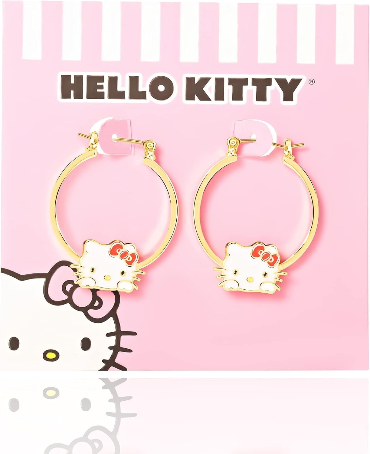 Charming Hello Kitty Medium Hoop Earrings – Officially Licensed Gold Tone Design