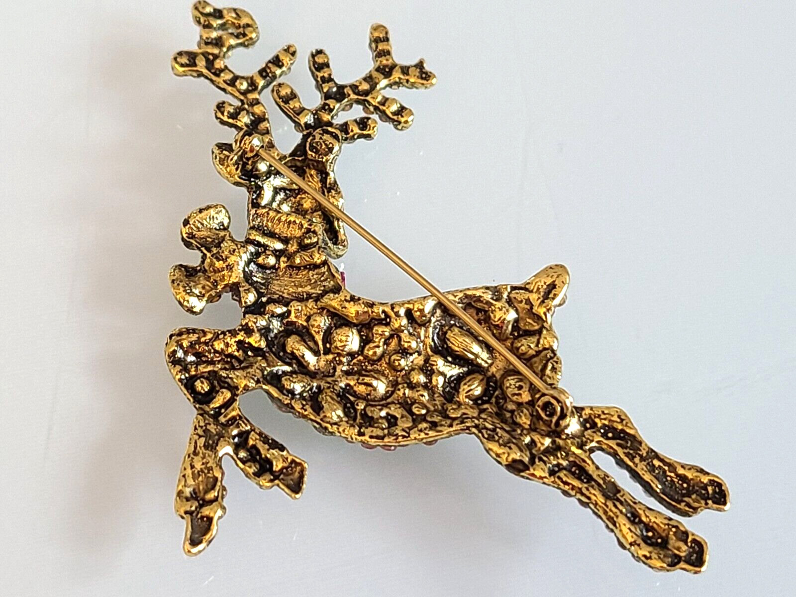 SALE UNBRANDED RARE PINK GREEN HEIDI DAUS “Pretty Prancer” Reindeer Brooch
