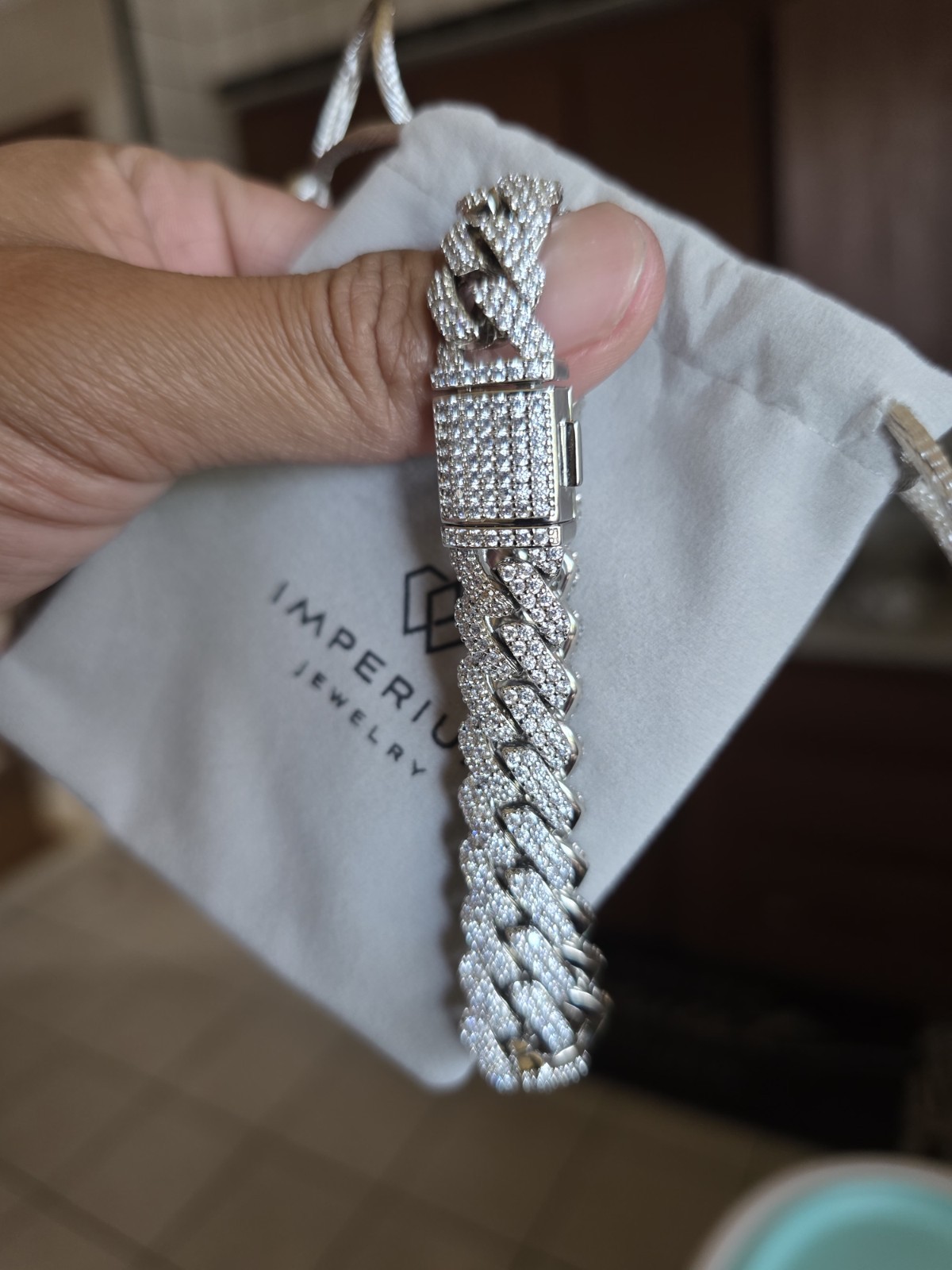 Imperium Men’s Silver Tone Cuban Link Chain Bracelet with Box Clasp Closure