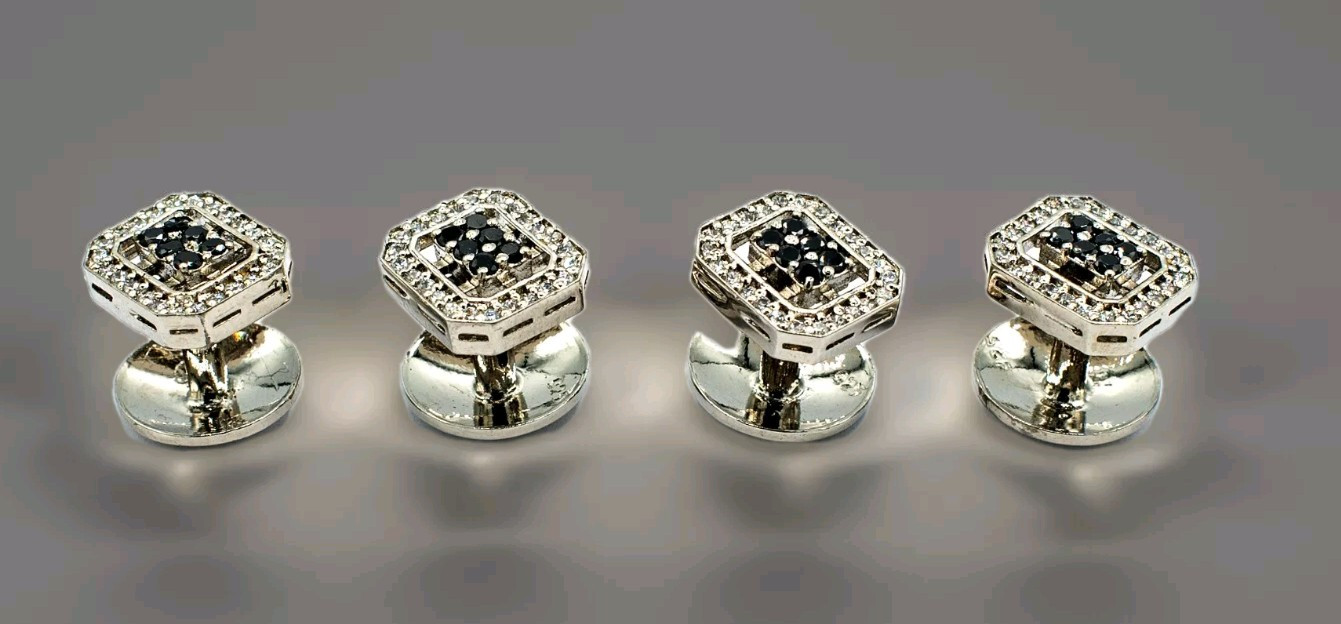 925 sterling silver men cufflinks with Tuxedo Buttons Unique Cufflinks