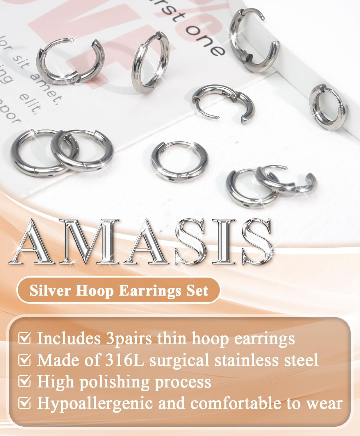 Surgical Steel Huggie Hoop Earrings & Flat Back Studs for Women Men, 6Mm-14Mm Sm