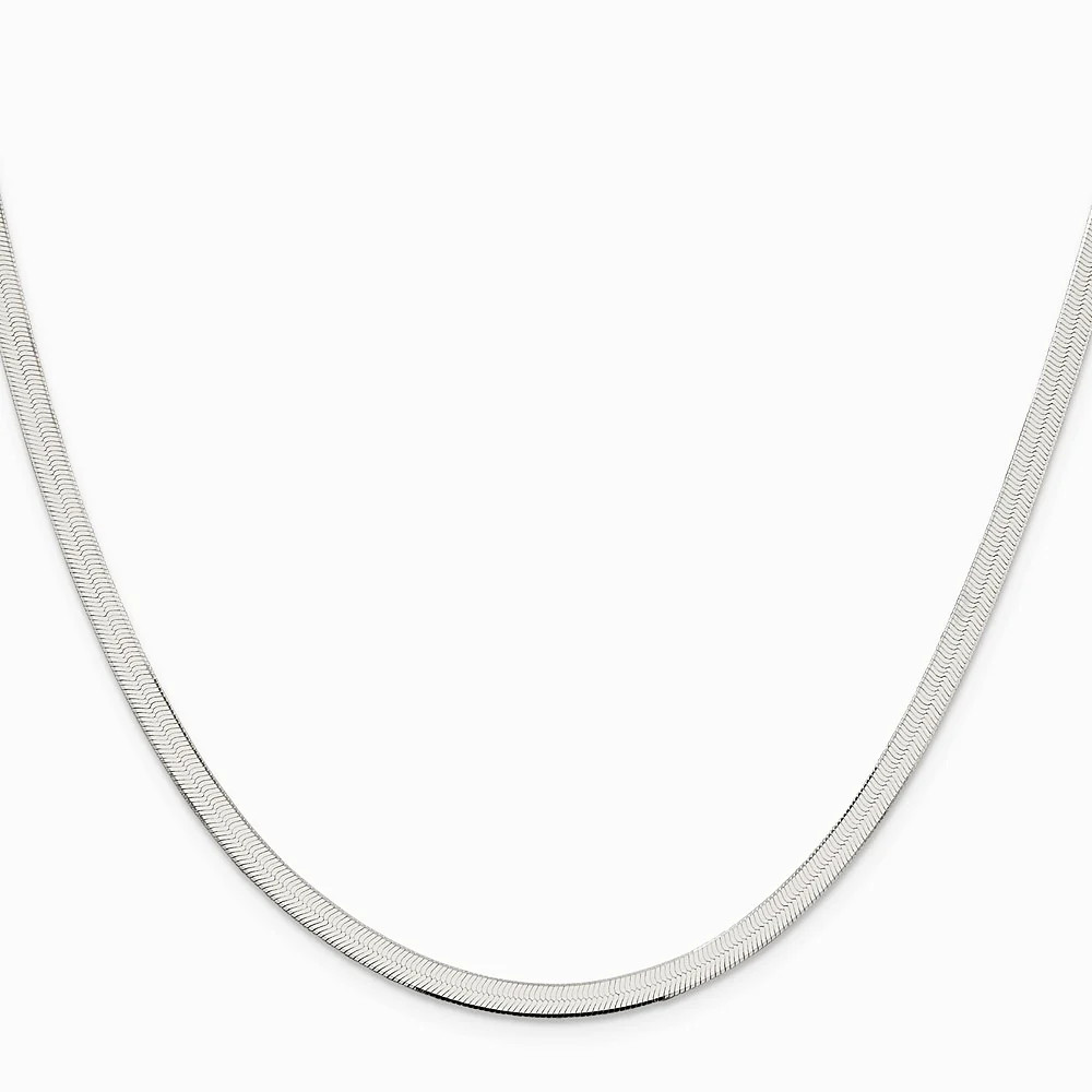 Sterling Silver Rhodium-Plated 3.5mm Magic Herringbone Chain Necklace 16″-24″