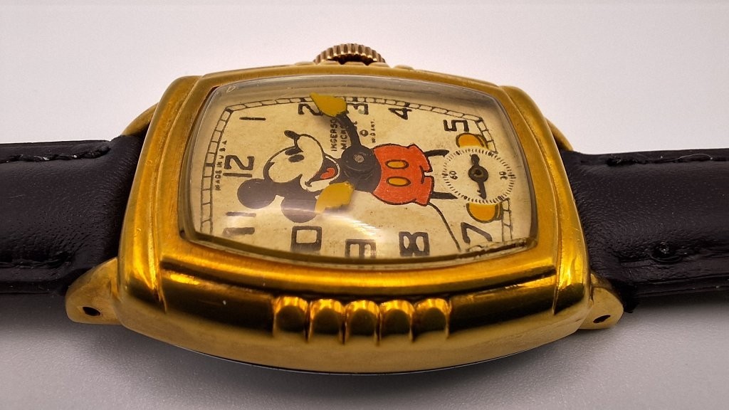 1939 Ingersoll Mickey Mouse ULTRA RARE Gold Toned Watch Serviced and Wearable