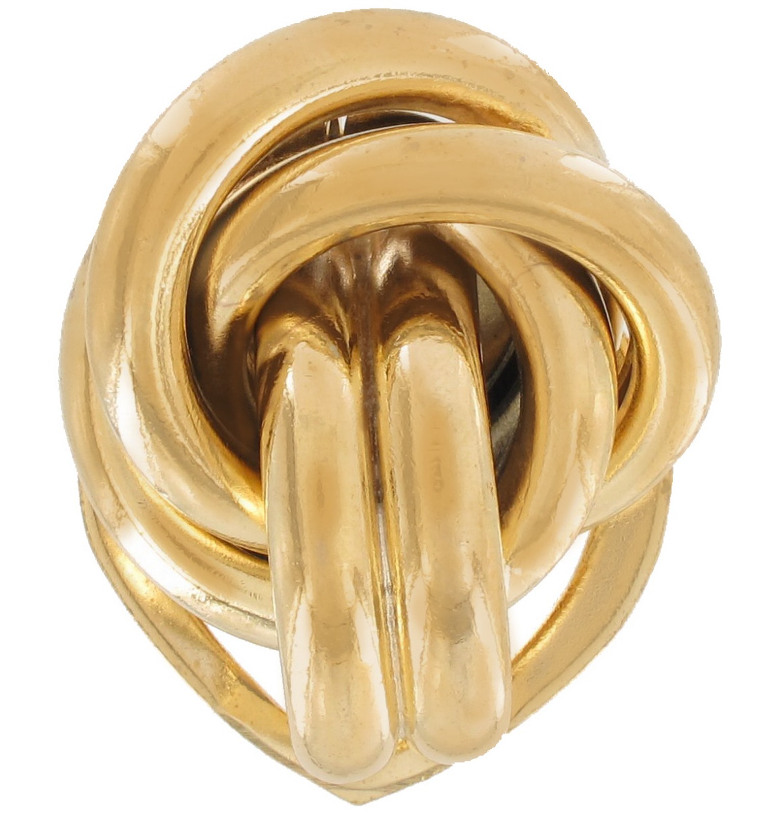 Classic Large Shiny Gold Tone Knot Signed RR Scarf Clip Ring 1 3/8″