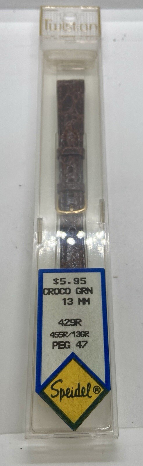 SPEIDEL Twist-on Leather Watch Band 13mm Brown Croco Grain With Spring Bars