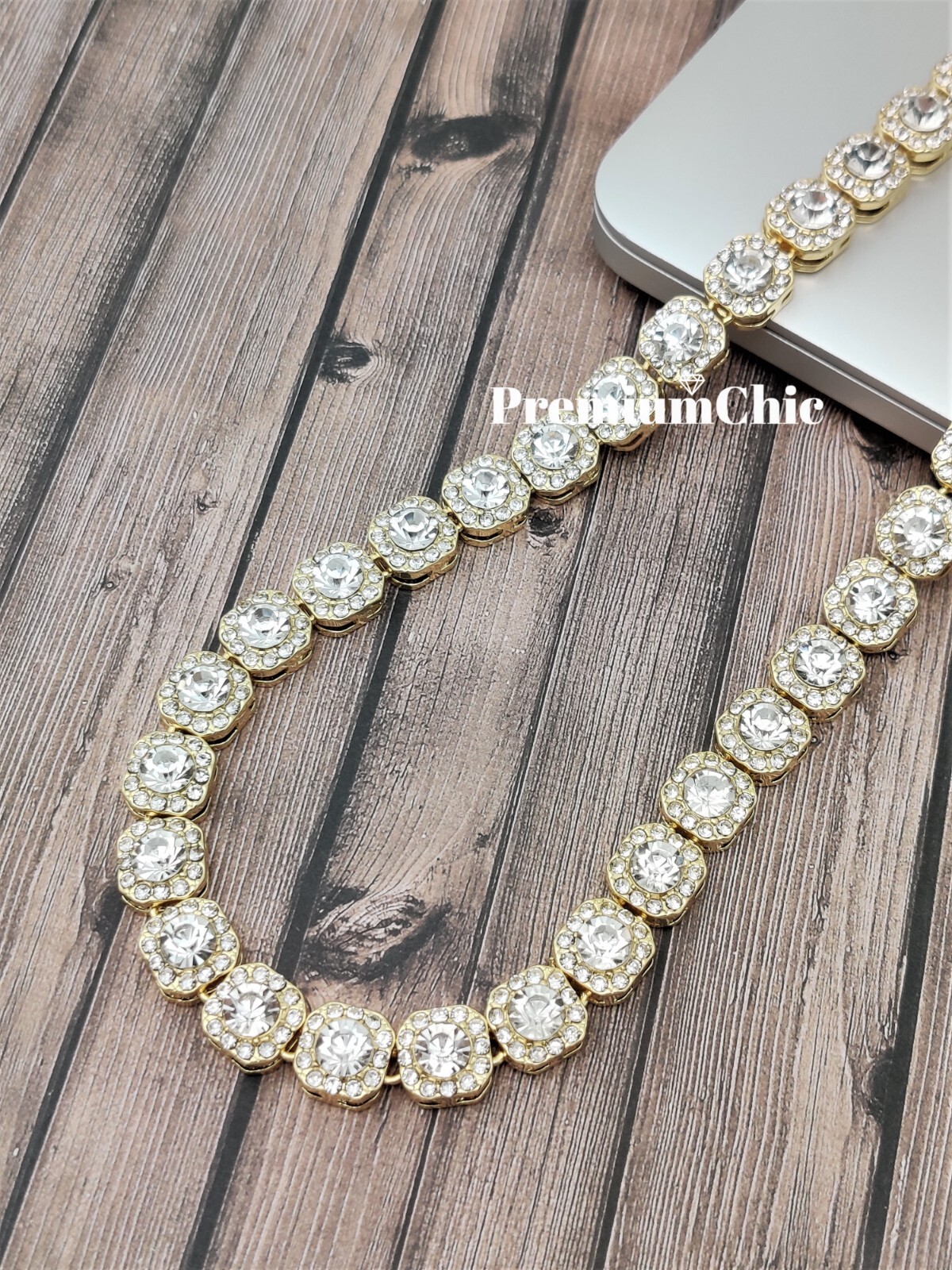 Iced Baguette Cluster Tennis Chain Necklace Plated CZ Men HipHop Fashion Jewelry
