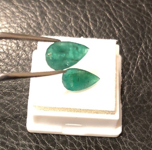 2.50CT NATURAL EMERALD LOOSE GEMS-TRANSLUCENT PEAR ~ 11×6.5x3mm-HIGH GRADE- 2pcs
