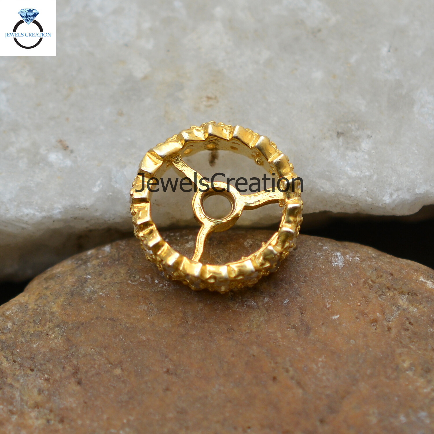 Natural Pave Diamond Finding 925 Silver Wheel Beads Gold Vermeil Jewelry Making