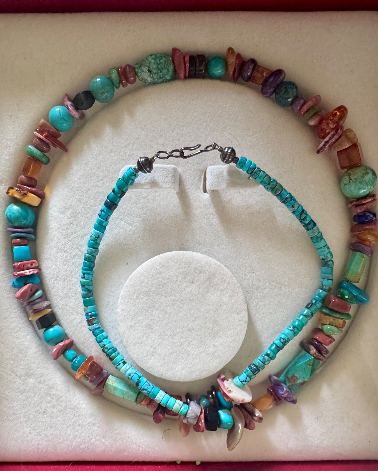 SOUTHWEST ETHNIC NECKLACE with TURQUOISE AMBER Spiney Oyster multi stone
