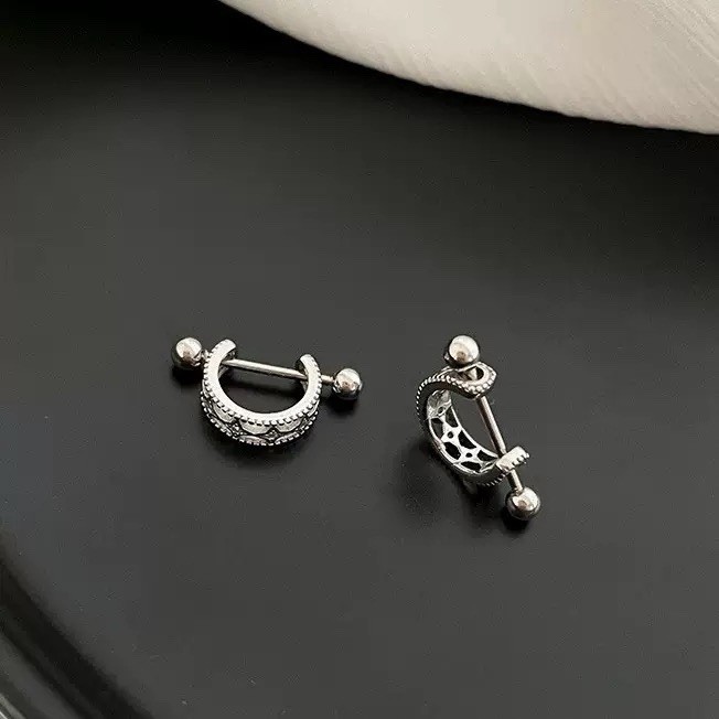 925 Silver Cartilage Stud Earrings Helix Barbell Ear Piercing Vintage Hoop 436
