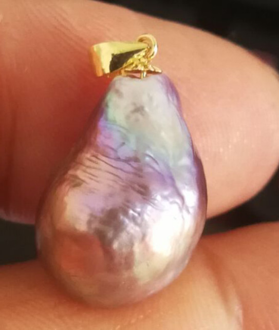 12.2×18.3 mm genuine natural south sea pink purple pearl pendant