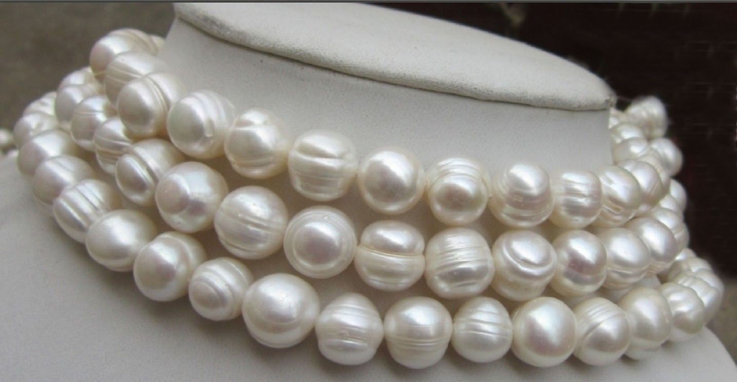 Natural 11-12mm White South Sea Baroque Pearl Necklace 14-48in