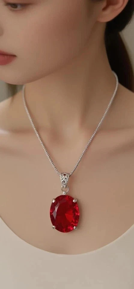 72.60 Ct Certified Red Topaz Oval Cut 925 Solid Sterling Silver Pendant Gemstone