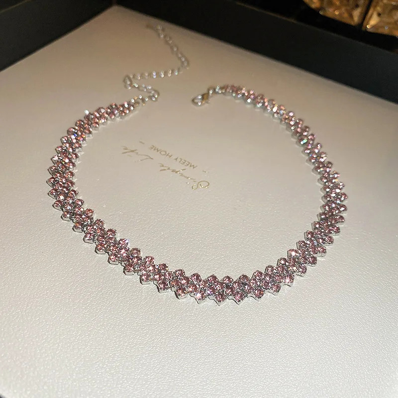 Rhinestone Collar Necklace Full Crystal Geometric 35+5cm Women Jewelry