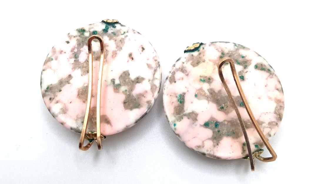 Vintage Hillcraft Gold Fill Pink & Gold Comfort Earrings