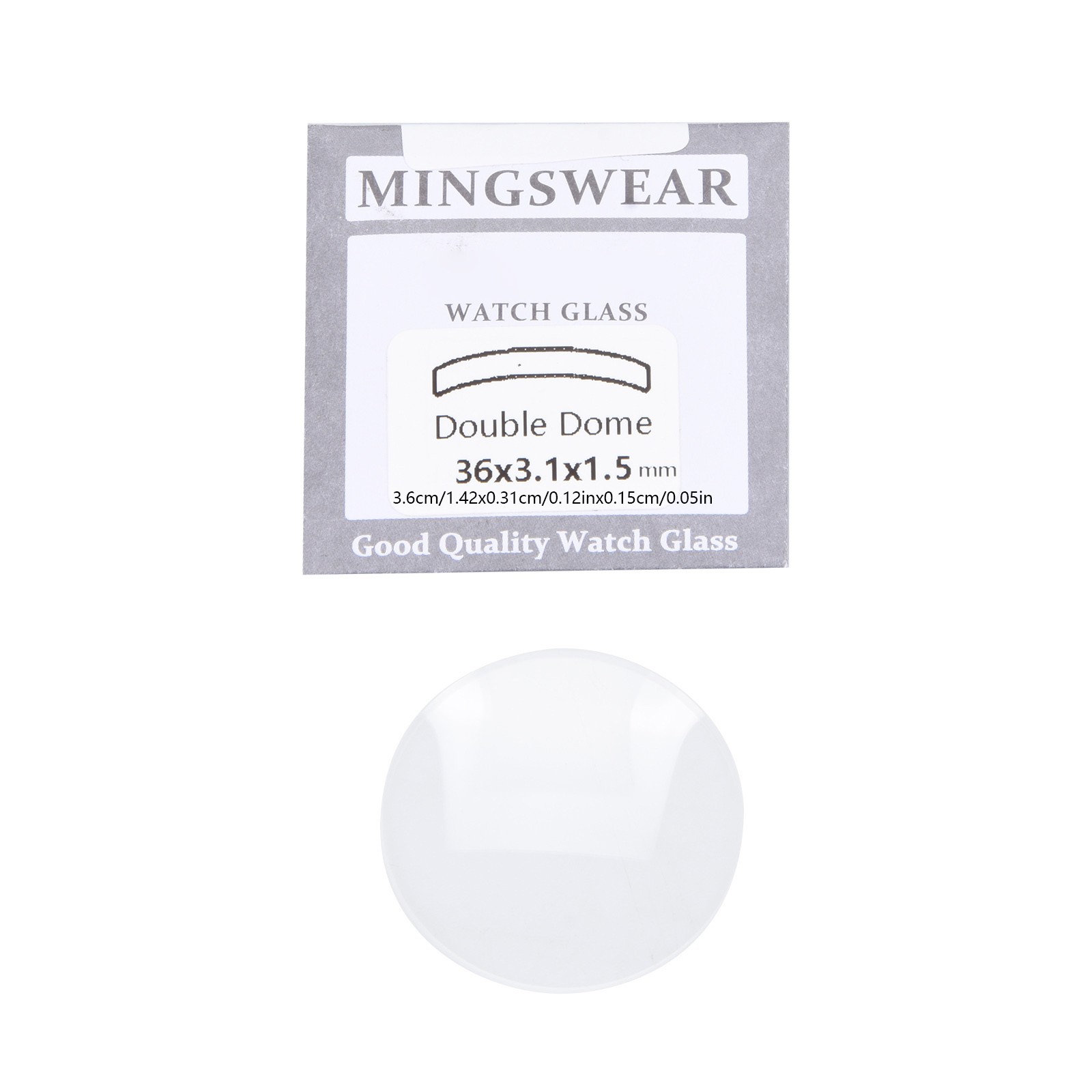 1.5mm Thick Double Domed Mineral Watch Crystal 30mm-38mm Diameter Concave Glass