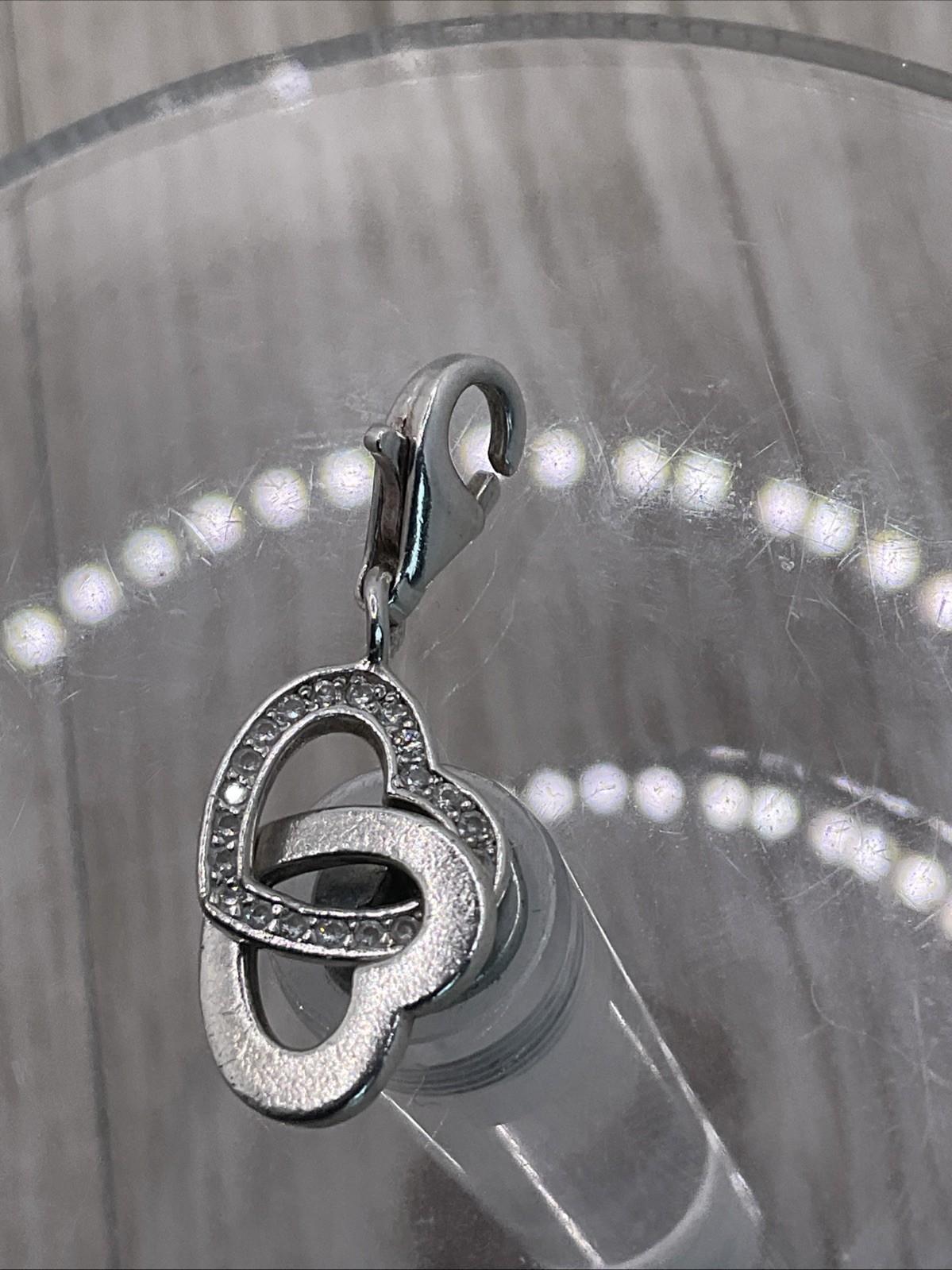 Thomas Sabo charm: Double Heart & Diamante, hallmarked TS 925. Sterling Silver