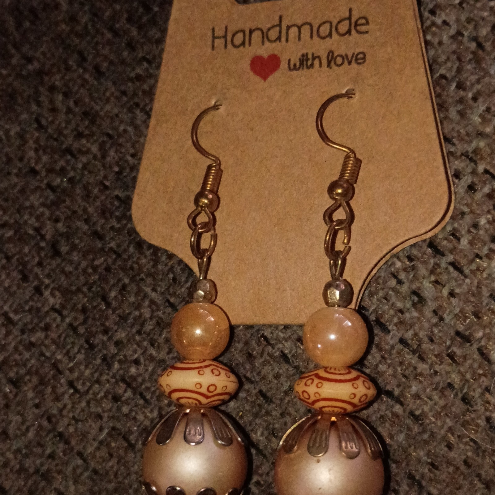 A Gold Beaded Unique Dangly Earrings