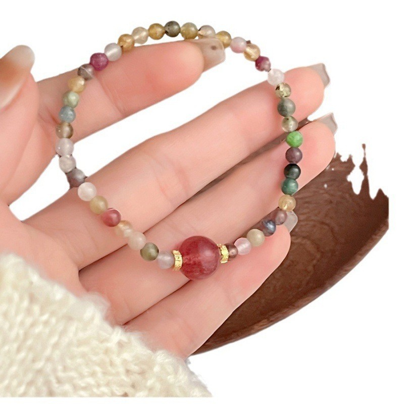 Sweet and fresh tourmaline strawberry crystal necklace