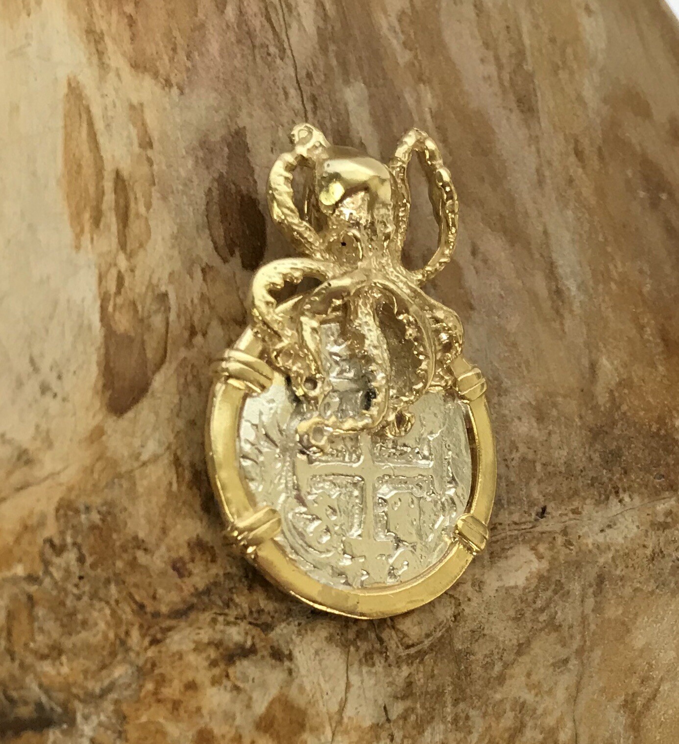 ATOCHA Coin Design Pendant 1600-1700 Octopus Sterling Sunken Treasure Jewelry