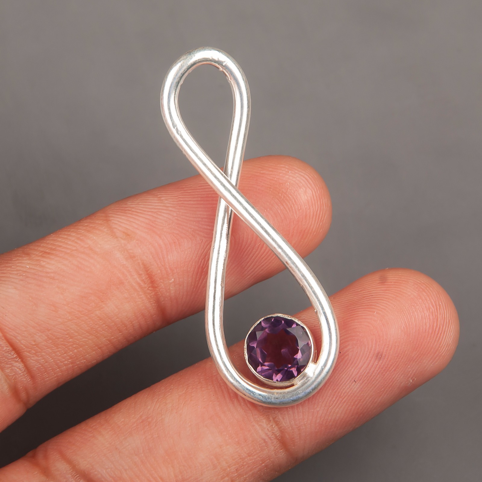 African Amethyst Gemstone Handmade 925 Sterling Silver Jewelry Pendant 1.90″