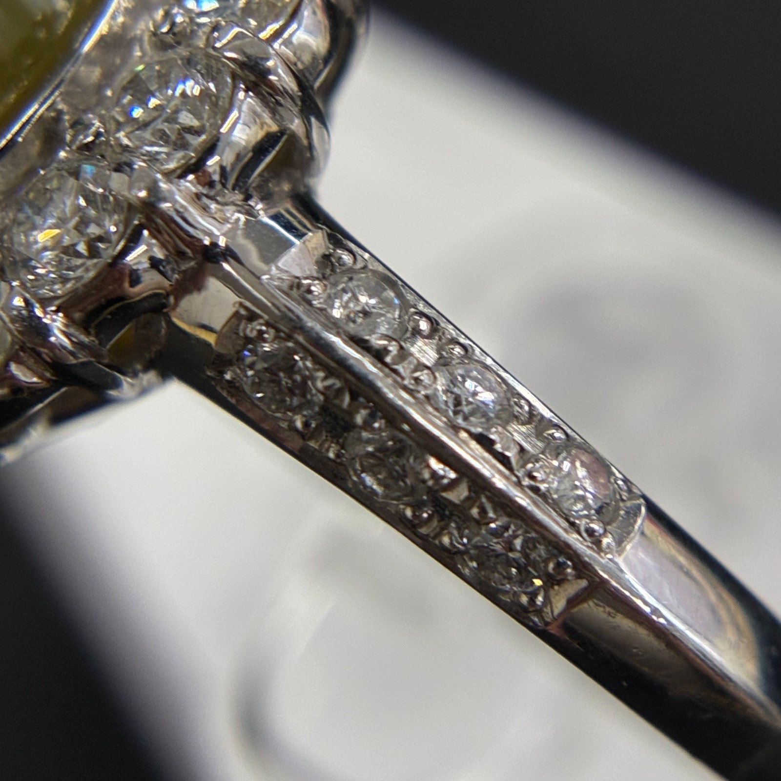 Pt900 Platinum Chrysoberyl Cat’s Eye 5.743ct Diamond Ring Size US 6.5