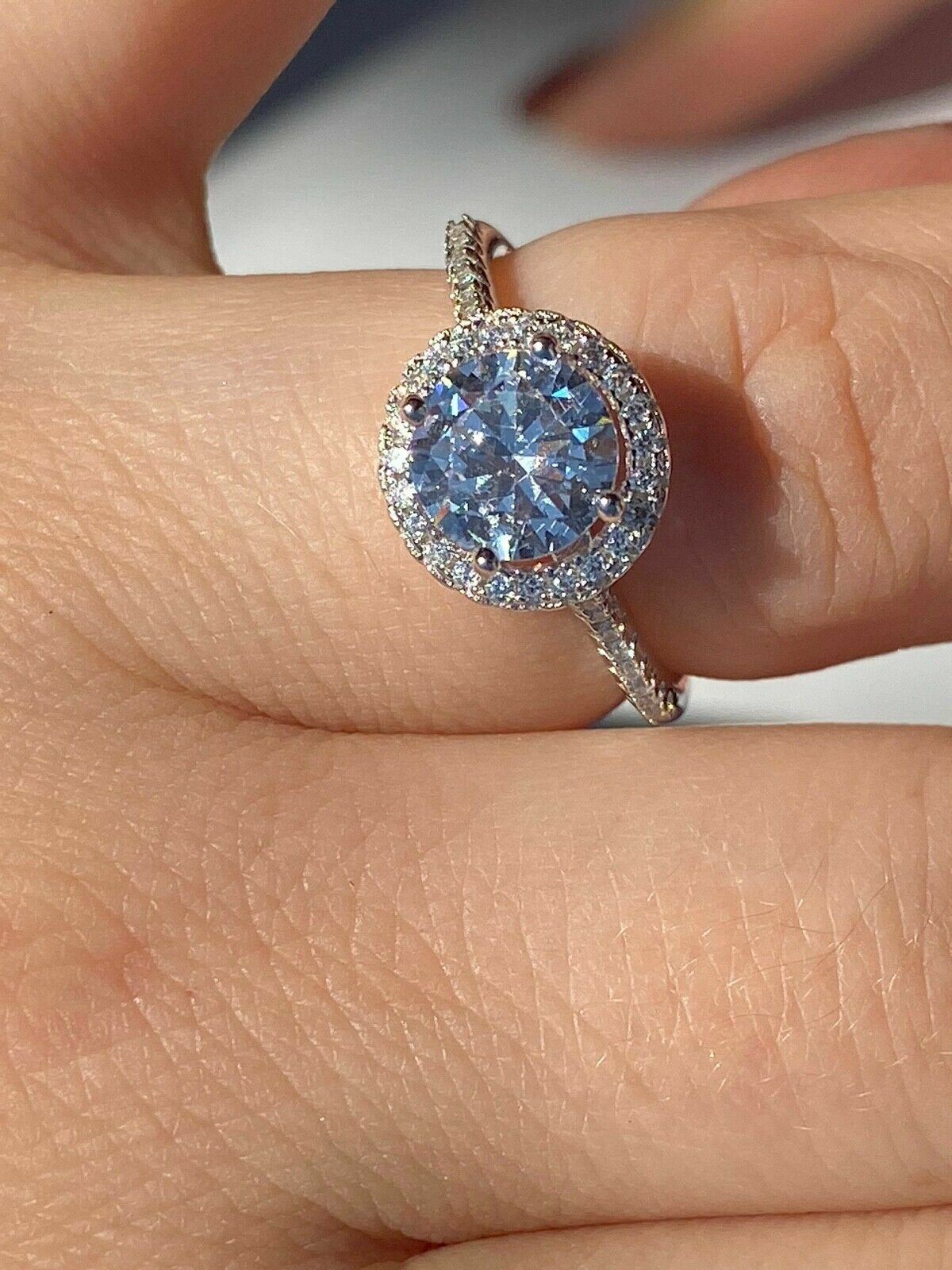 Solid Sterling Silver Icy Engagement Promise Ring 14k Yellow Rose Gold Plated CZ