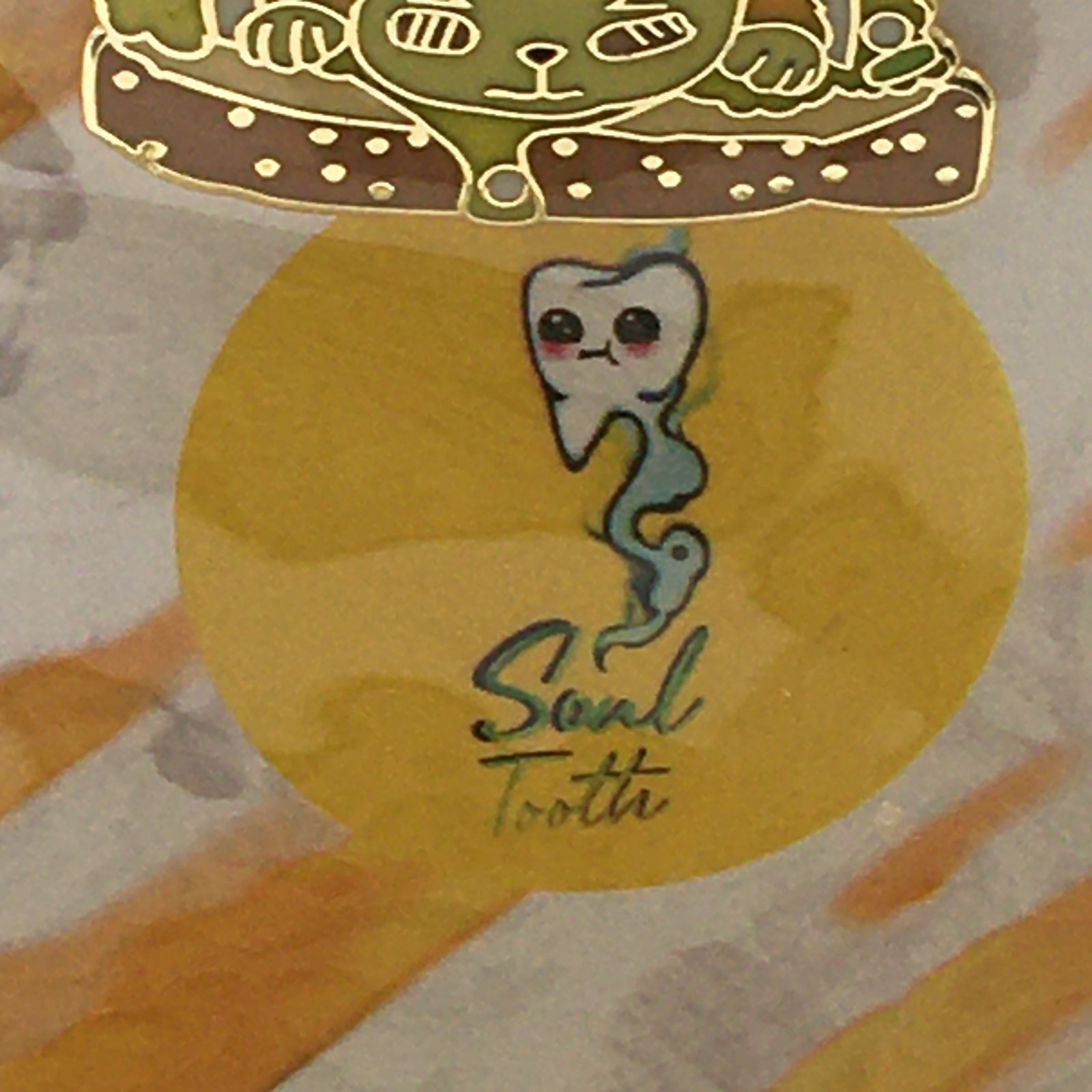 SOUL TOOTH ART Enamel Pin (1.25″x1.25″). “A Yellow Cheese & Bear Sandwich”