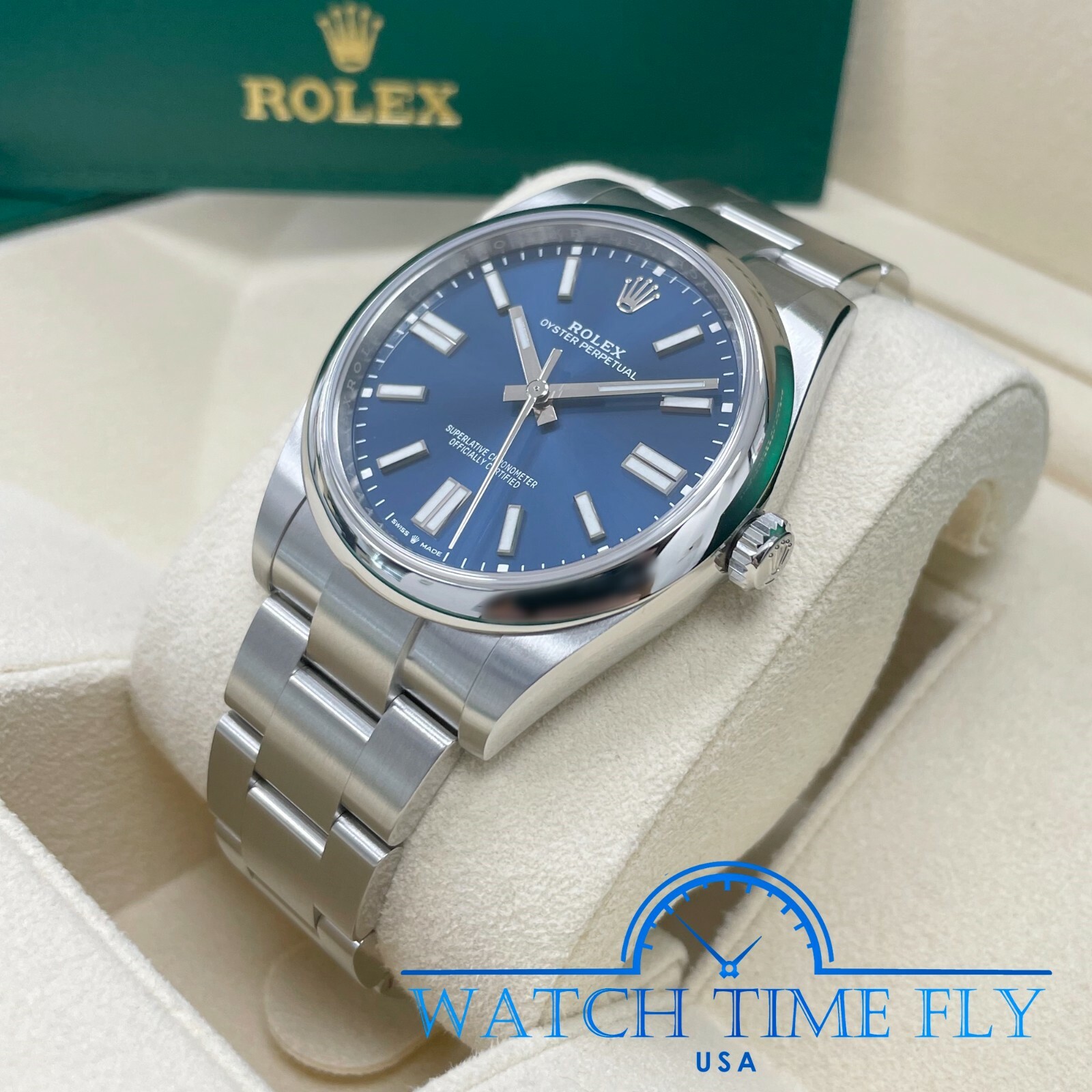 Rolex 2022 UNWORN Oyster Perpetual 41mm 124300 Stainless Steel Bright Blue Dial