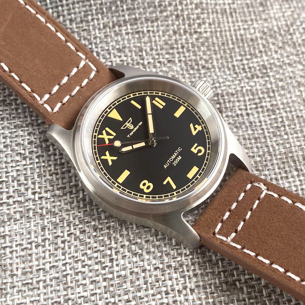 Tandorio 36mm Retro Pilot Sapphire California Dial NH35A 200m Diving Men Watch