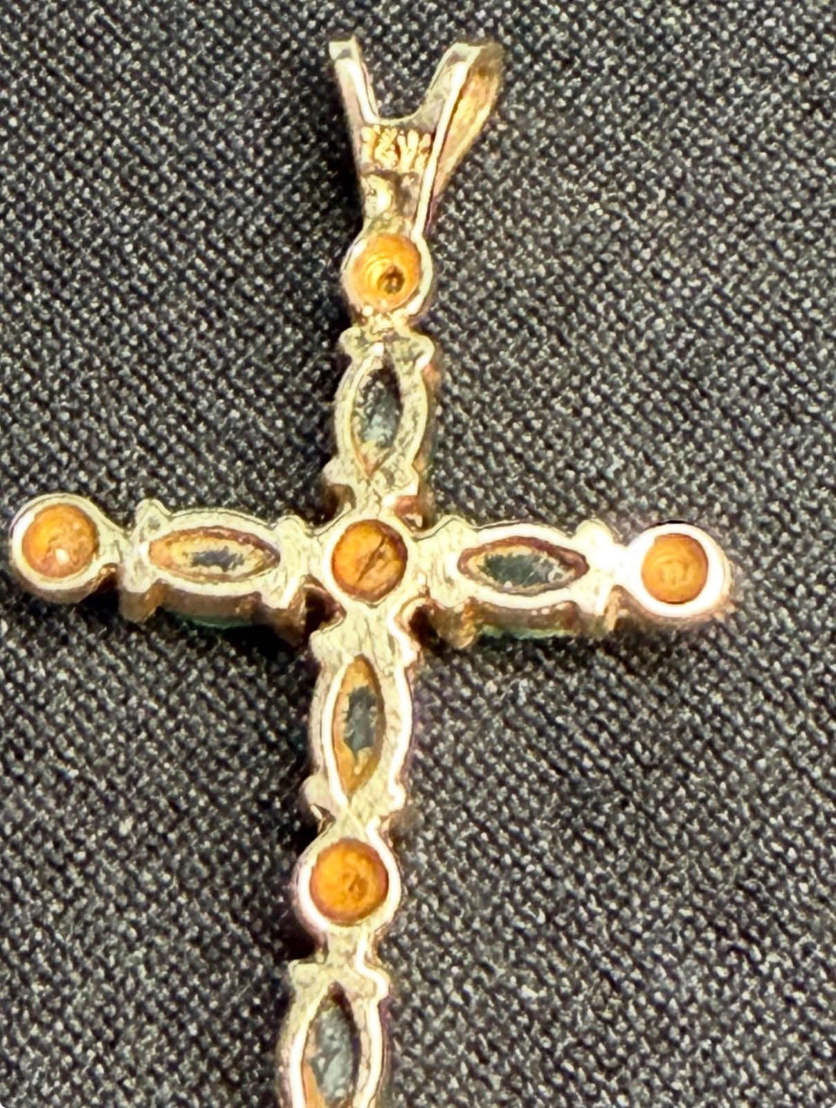 14k Yellow Gold Emerald Cross (Pendant Only, No Chain).