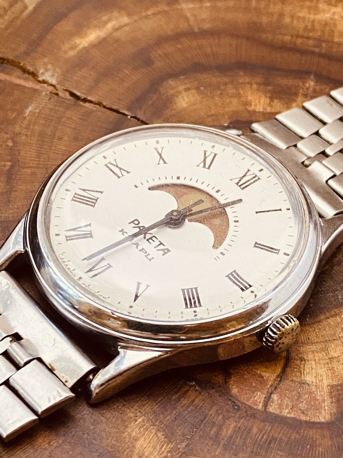 Watch Raketa 2359 Real Moon Phase Calendar watch vintage quartz mens #6458