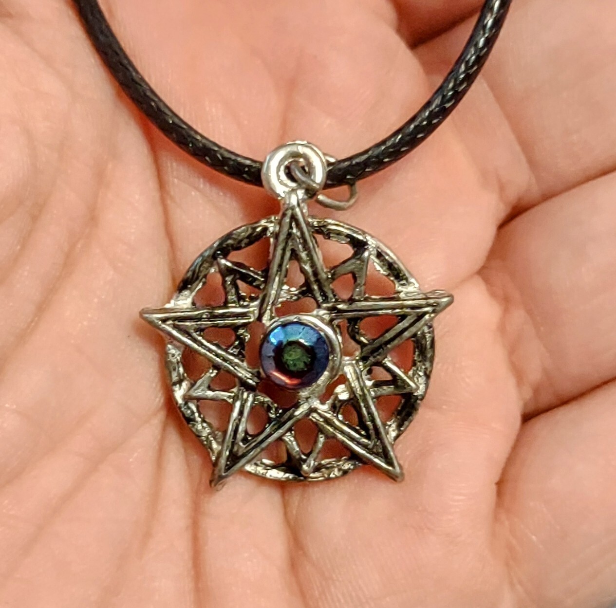 Magik Crafts Double Pentagram Pewter Amulet Pendant Necklace New